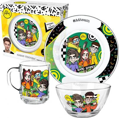 Набор посуды Влад А4 и компания, 3 предмета, подарочная упаковка, стекло 308814