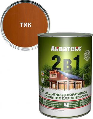 Защитно-декоративное покрытие для дерева 2 в 1, полуматовое, 0,8 л, тик – фото 1