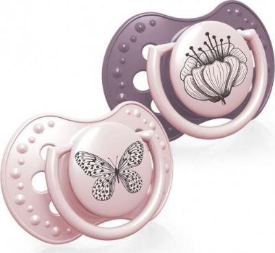 Набор пустышек динамических Botanic силикон 6-18 мес. 2 шт. для девочки – фото 2