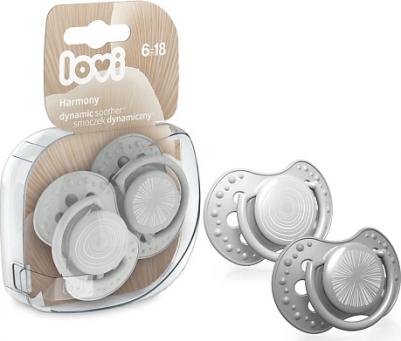 Пустышка силиконовая Harmony динамическая 6-18 мес, 2 шт, серый – фото 1