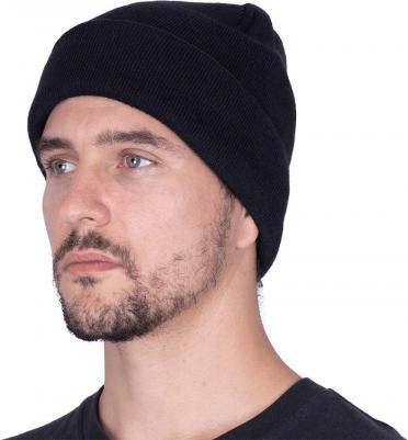 Шапка полушерстяная черная