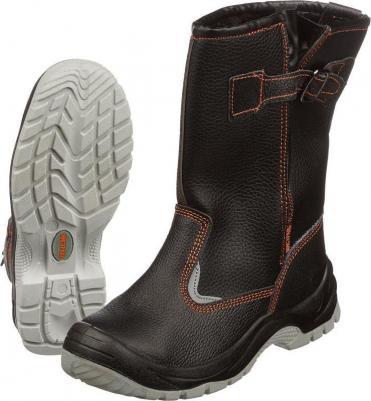 Сапоги рабочие утепленные ПУ-ТПУ из натуральной кожи черные с металлическим подноском 4660054762352