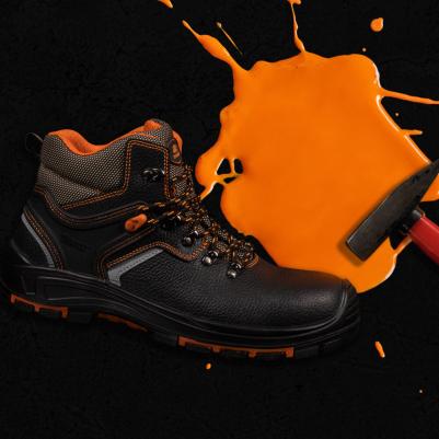 Ботинки рабочие кожаные с защитным подноском и стелькой черные Profi 4660272916391 – фото 1