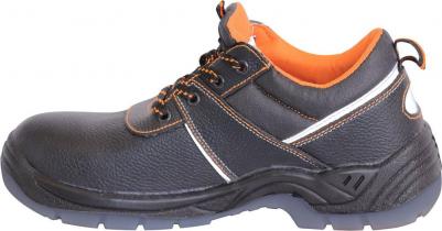 Верх обуви изготовлен из кожи со специальным покрытием для защиты от ОПЗ, МВ, МВО. Застежка на шнурок. Подошва двухслойная ПУ/ТПУ: полиуретан