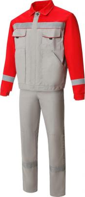 Костюм Мастер-Люкс с СВП светло-серый/красный -54, рост 170-176 2000000283340