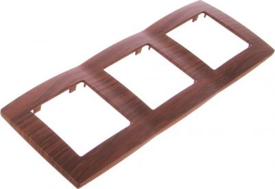 12-5003-08 12-5003-08 Рамка на 3 поста, Эра12, вишня, цена за 1 шт – фото 1