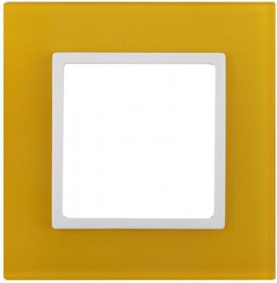 14-5101-21 14-5101-21 Рамка на 1 пост, стекло, Elegance, жёлтый+бел, цена за 1 шт