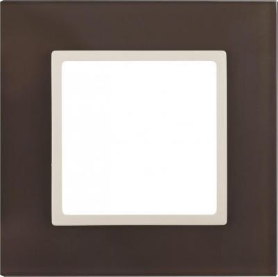 14-5101-31 14-5101-31 Рамка на 1 пост, стекло, Elegance, мокко+сл.к, цена за 1 шт – фото 1