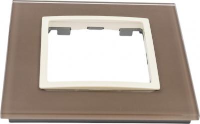 14-5101-31 14-5101-31 Рамка на 1 пост, стекло, Elegance, мокко+сл.к, цена за 1 шт