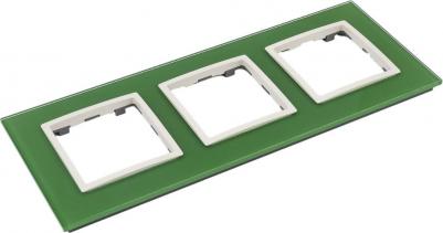 14-5103-27 14-5103-27 Рамка на 3 поста, стекло, Elegance, зелёный+сл.кость, цена за 1 шт