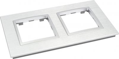 14-5202-03 14-5202-03 Рамка на 2 поста, металл, Elegance, алюминий+алюм, цена за 1 шт