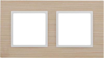 14-5302-01 Рамка на 2 поста, дерево, Эра Elegance, белён.дуб-бел, 1шт – фото 1