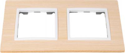 14-5302-01 Рамка на 2 поста, дерево, Эра Elegance, белён.дуб-бел, 1шт