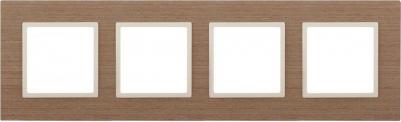 14-5304-07 14-5304-07 Рамка на 4 поста, дерево, Elegance, ясень+сл.кость, цена за 1 шт – фото 1