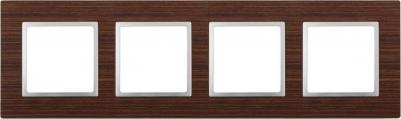 14-5304-10 14-5304-10 Рамка на 4 поста, дерево, Elegance, венге+алюм, цена за 1 шт