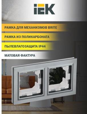 BRITE Рамка 2-местная IP44 РУ-2-БрС-44 сталь, цена за 1 шт – фото 1