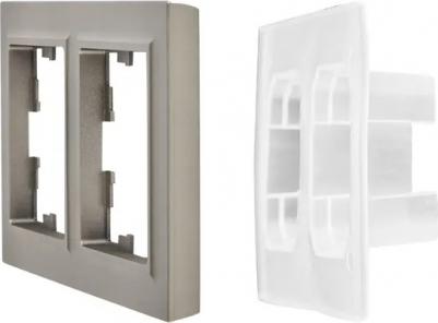 BRITE Рамка 2-местная IP44 РУ-2-БрС-44 сталь, цена за 1 шт – фото 6
