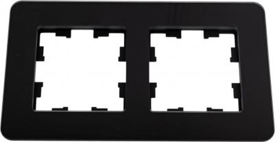 BRITE Рамка 2-местная РУ-2-2-Бр стекло черный RE, цена за 1 шт – фото 1