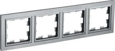 BRITE Рамка 4-местная РУ-4-БрС сталь, цена за 1 шт – фото 1