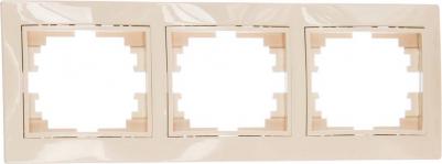 1-503-02 Рамка для розеток и выключателей Plano 1-503-02 на 3 поста горизонтальная, СУ, слоновая кость, цена за 1 шт – фото 1