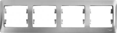 Рамка Glossa GSL000304 наклад. 4x горизонтальный монтаж пластик серебристый (упак