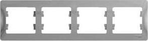 Рамка Glossa GSL000304 наклад. 4x горизонтальный монтаж пластик серебристый (упак – фото 3