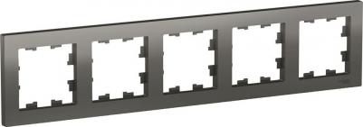 Рамка SE ATLASDESIGN, 5-ти постовая, универсальная, цвет сталь