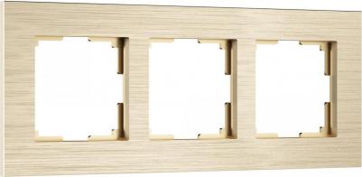 Рамка для розетки/выключателя из металла на 3 поста AluMax W0033511 шампань