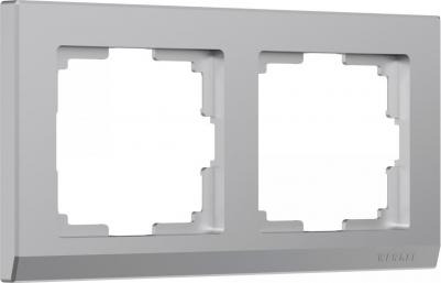 Рамка для розетки / выключателя на 2 поста W0021806 Stark серебряный пластик – фото 3