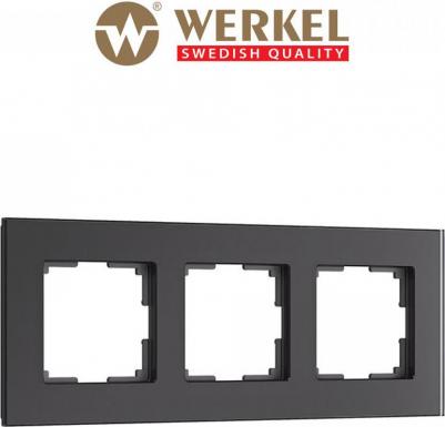 Рамка для розетки / выключателя на 3 поста W0033108 Senso черный soft-touch – фото 2