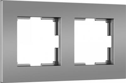 Рамка Slab (a062813) двухместная универсальная серебряная матовая IP20