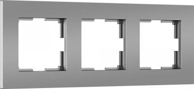 Рамка Slab (a062815) трехместная универсальная серебряная матовая IP20