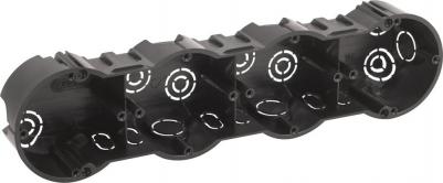 KUT-4-70-45 Коробка установочная KUT-4-70-45 черная 4х местная 283х70х45мм для твердых стен саморезы IP30, цена за 1 шт