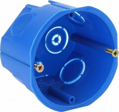 KUT-68-45-blue Коробка установочн. КУТ 68х45мм для твердых стен саморез. синяя IP20, цена за 1 шт