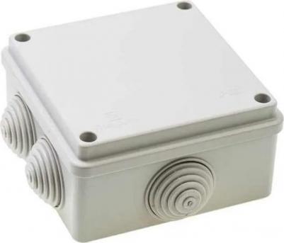 Коробка распределительная для открытой установки 100х100х50 мм 6 вводов серая IP55 с крышкой с саморезами атмосферостойкая – фото 2