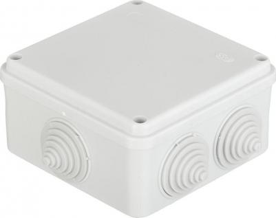 Коробка распределительная для открытой установки 100х100х50 мм 6 вводов серая IP55 с крышкой с саморезами атмосферостойкая