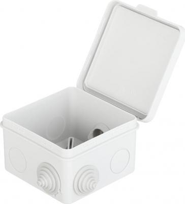 Коробка распределительная для открытой установки 80х80х50 мм 4 ввода серая IP54 с крышкой атмосферостойкая – фото 1