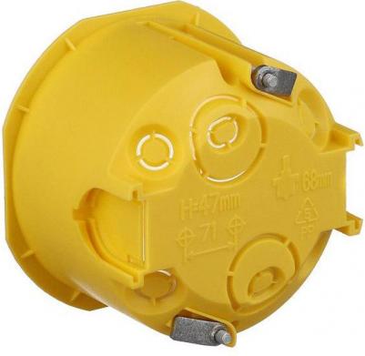 Подрозетник для гипсокартона d68х47 мм 8 вводов желтый IP30 с металлическими лапками – фото 3