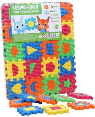 Мягкий развивающий коврик-пазл из 60 элементов, геометрические фигуры, 60 х 25 см IQ- 5305870
