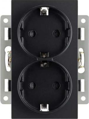 Механизм сдвоенной розетки с заземлением на 2 поста, совместим с рамками вертикального ориентирования монтажа серий VERSA/GLARE/PRESTO. Встраиваемый – фото 1