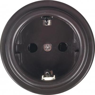 Розетка 1-м ОП Лизетта 16А IP20 ретро с заземл. ABS-пластик корич. B1-101-22 – фото 3