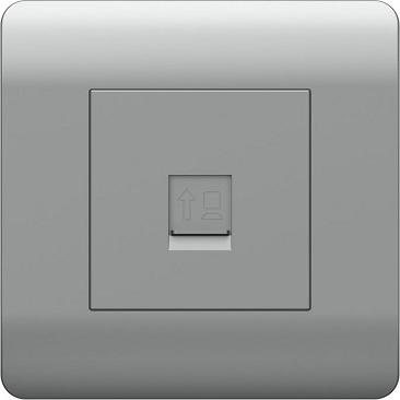 Розетка компьютерная 1-м NEW3-E RJ45 серебро 431417 – фото 1