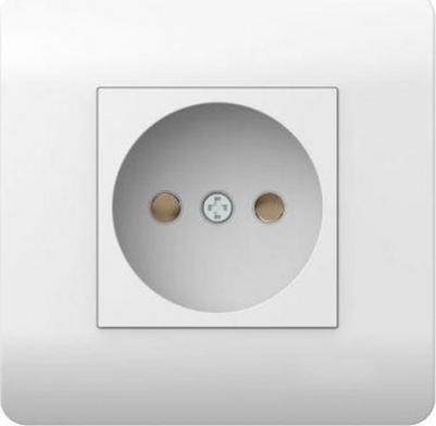 Розетка NEW3-E 16А без заземления, защитные шторки белый 431536 – фото 1