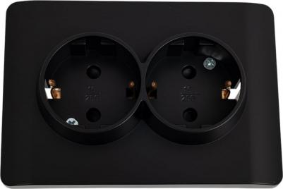 Розетка NEW3-E встраиваемая черная со шторками (431491)