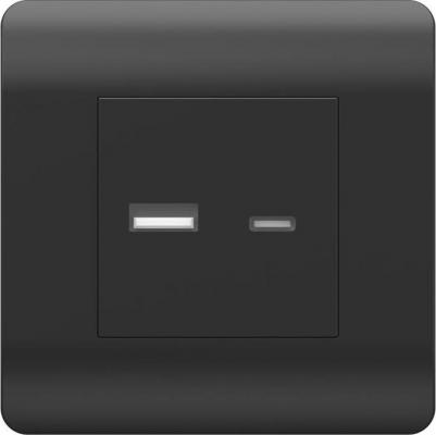 Розетка USB NEW3-E тип A+C 5В/2.1А черный 431501