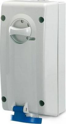 Розетка настенная DIS5611683 с механической блокировкой и боковым расположением разъема IP67 16А 2P+E 230В, "Quadro"