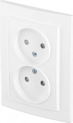 Розетка 2-м СП Минск 10А защ. шторки без заземл. бел. Basic ERR10-102-100 – фото 3