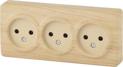 11-2207-11 11-2207-11 Розетка 3х2P, 16A-250В, IP20, ОУ, Эксперт, сосна, цена за 1 шт