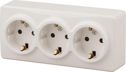 11-2208-02 11-2208-02 Розетка 3х2P+E Schuko, 16A-250В, IP20, ОУ, Эксперт, сл.кость, цена за 1 шт – фото 1