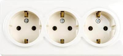 11-2208-02 11-2208-02 Розетка 3х2P+E Schuko, 16A-250В, IP20, ОУ, Эксперт, сл.кость, цена за 1 шт – фото 2